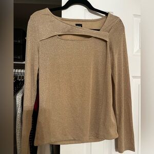 GAP Metallic Gold Long Sleeve Cutout Top